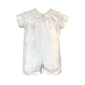 NEW SWEA PEA & LILLI kid's 2-piece silk romper with bonnet in white